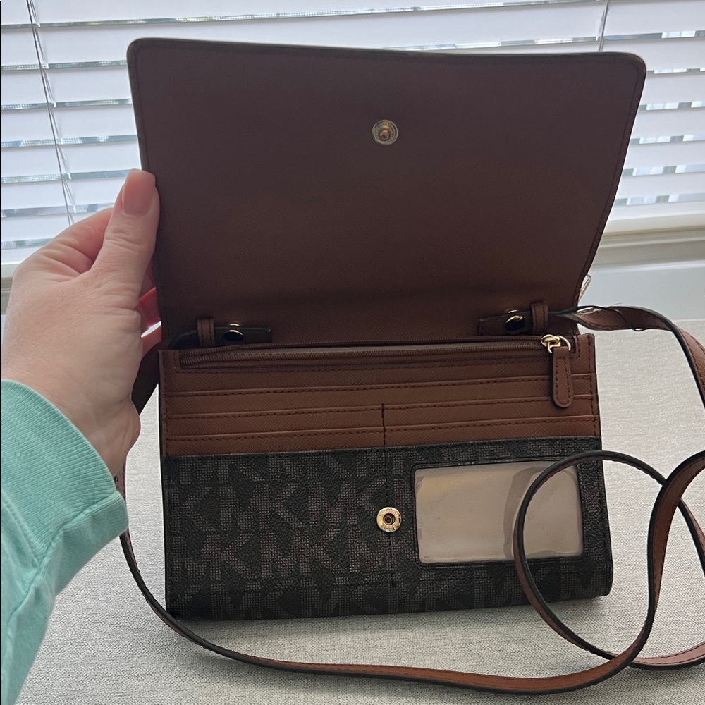 Michael Kors Dark Brown Monogram Crossbody Bag - Picture 2 of 2